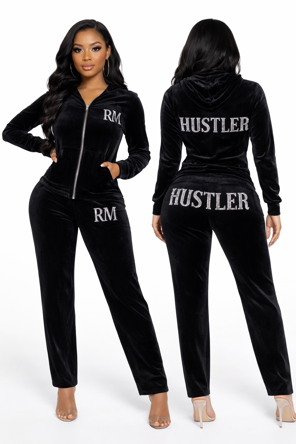 Female Black Velour Tracksuit