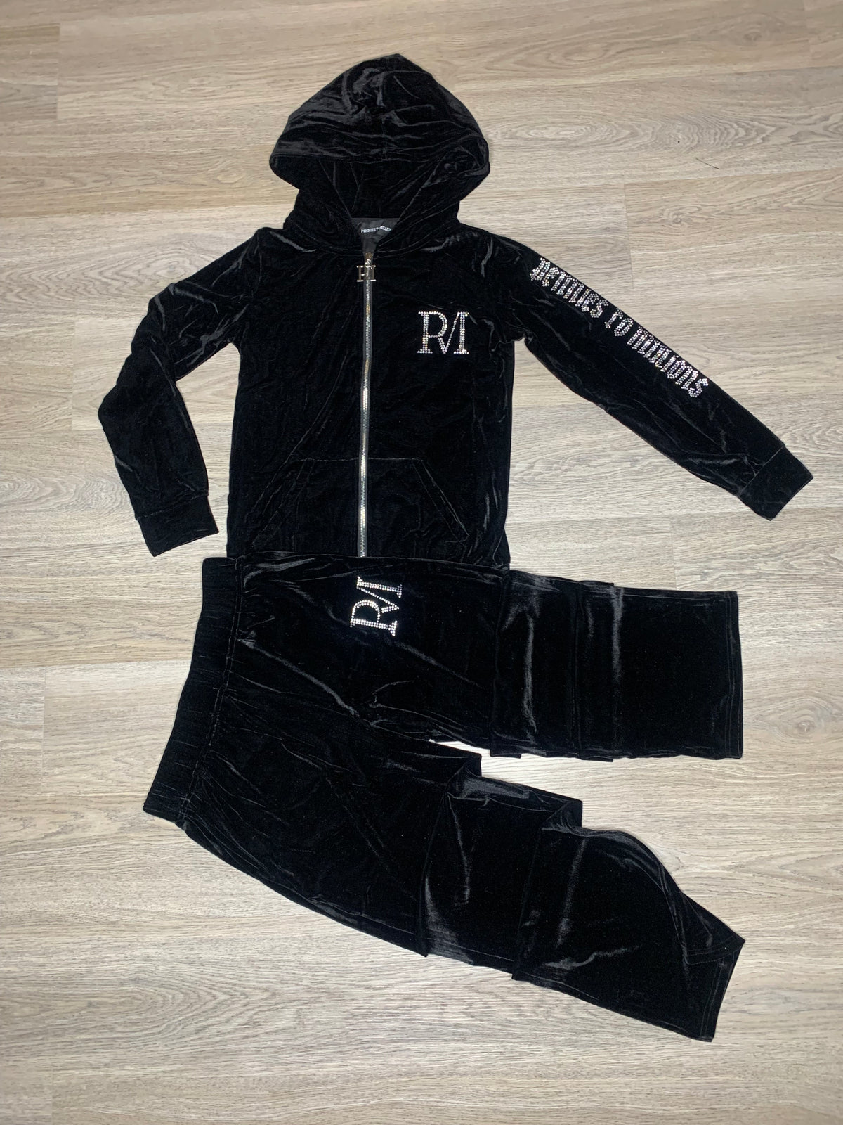 Female Black Velour Tracksuit