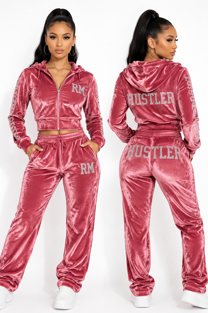 Female Pink Velour Tracksuit