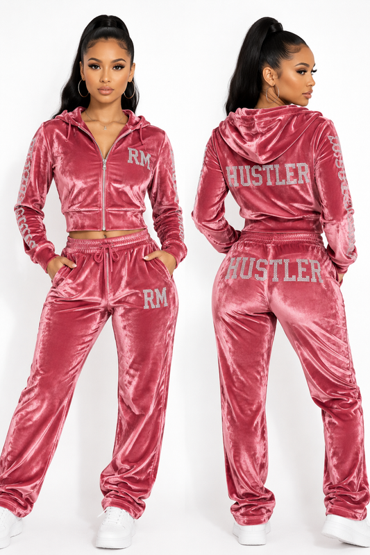 Female Pink Velour Tracksuit